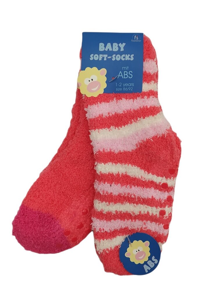 Soojad ABS-iga froteesokid lastele Footstar Baby Soft Socks 56869, roosa, 2 paari hind ja info | Laste talveriided | kaup24.ee