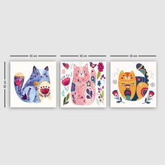 Репродукция из трех частей Стилизованные коты цена и информация | Картины, живопись | kaup24.ee
