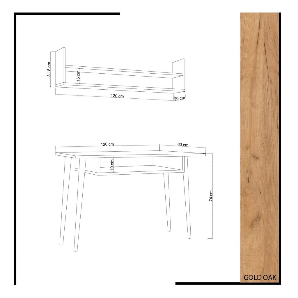 Kirjutuslaud Kalune Design Muty, pruun hind ja info | Arvutilauad, kirjutuslauad | kaup24.ee