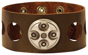 Кожаные манжеты / браслеты Bico Brown с металлической вставкой (BWE6 Brown) 50mm 1 31/32″ цена и информация | Мужские украшения | kaup24.ee