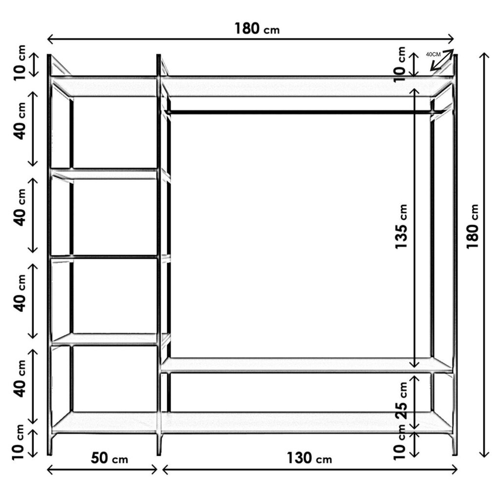 Riidekapp Kalune Design Trend L606, valge/must hind ja info | Kapid | kaup24.ee