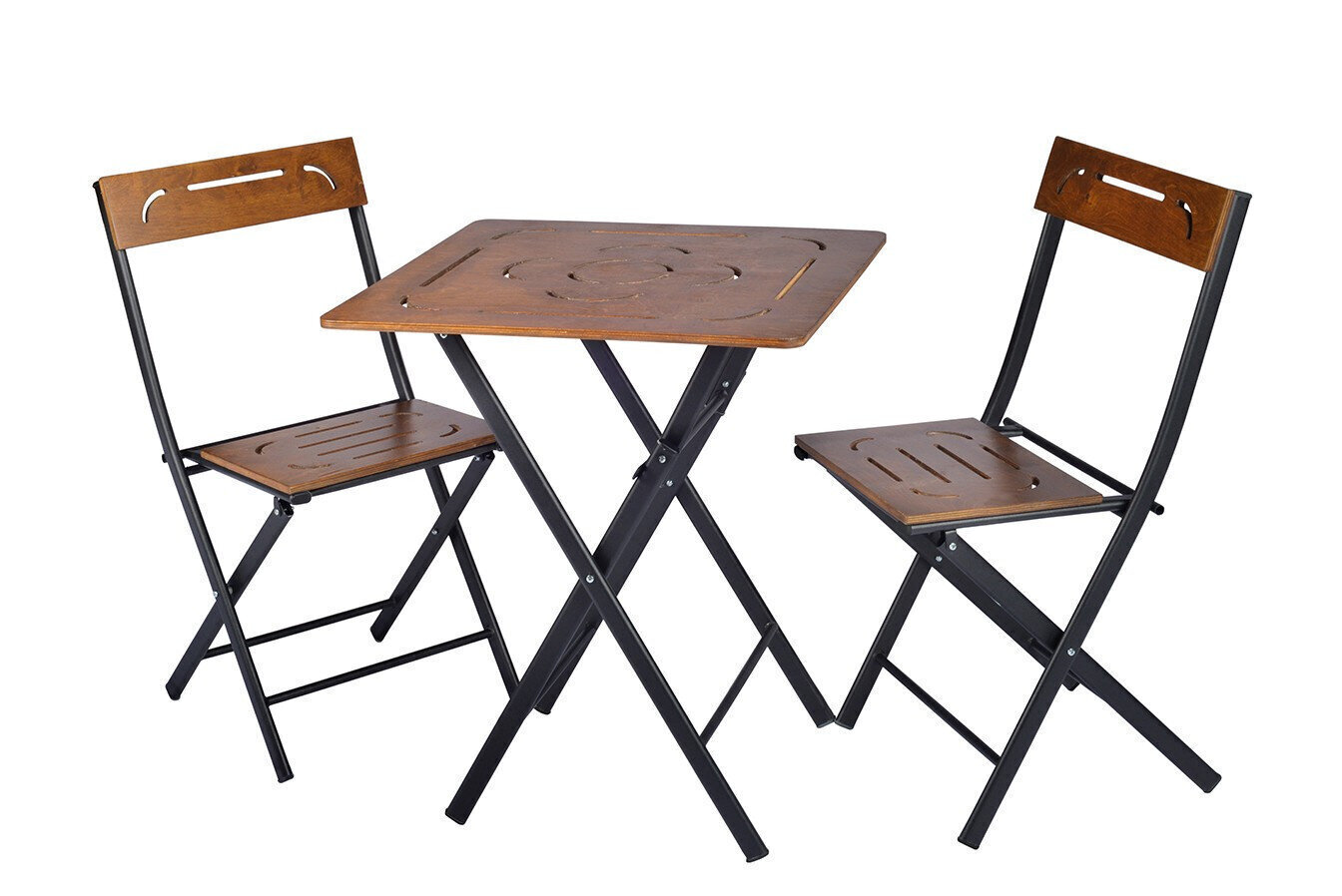 Välimööbli komplekt Kalune Design Bistro Set 3, pruun/must цена и информация | Aiamööbli komplektid | kaup24.ee