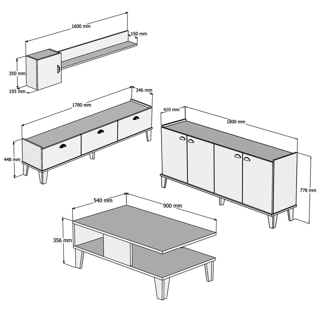 Elutoa mööblikomplekt Kalune Design Sumer G7020, pruun/valge цена и информация | Sektsioonid | kaup24.ee