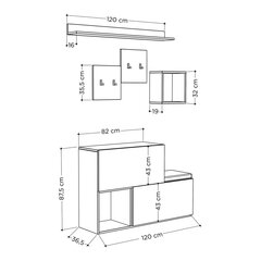 Esikumööbli komplekt Kalune Design Holdon, valge hind ja info | Esikukomplektid | kaup24.ee