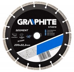 Диск алмазный GRAPHITE 57H619, диаметр 230 мм, сегментированный цена и информация | Механические инструменты | kaup24.ee