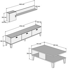 Elutoa mööblikomplekt Kalune Design Sumer G5020, pruun/valge hind ja info | Sektsioonid | kaup24.ee