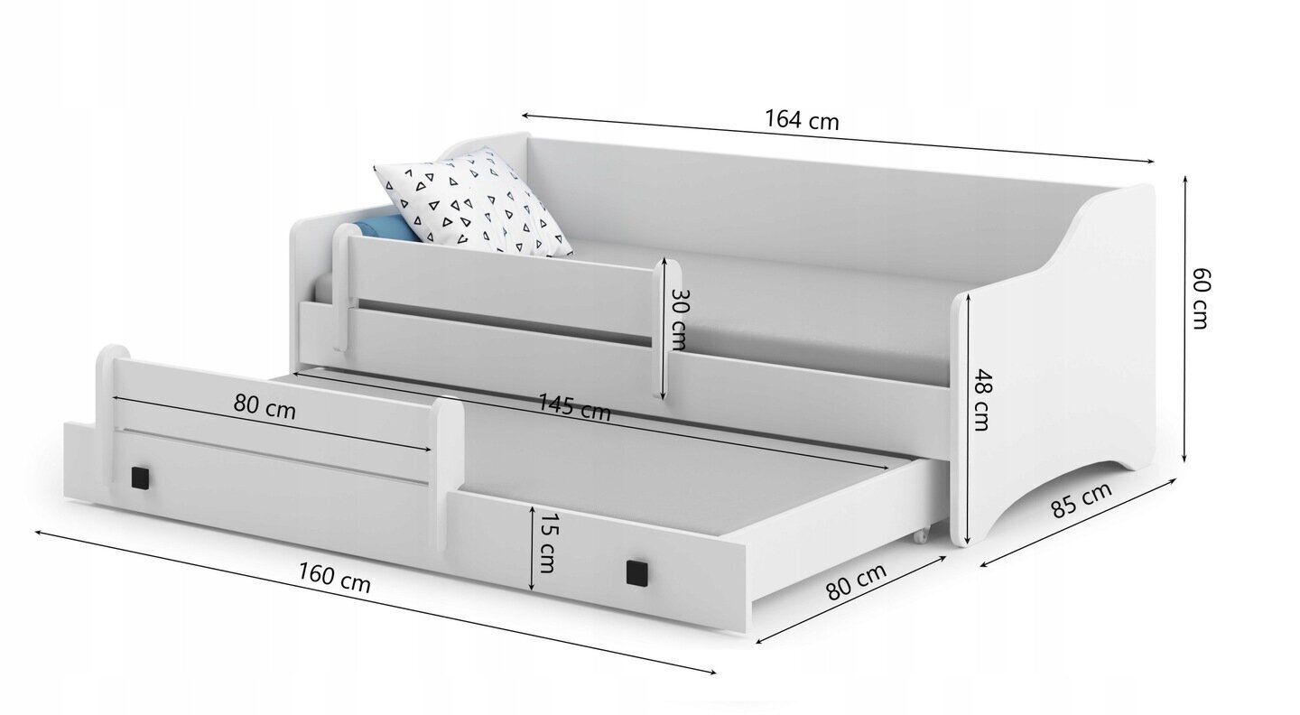 Lastevoodi ADRK Furniture Naomi 2, 80x160 cm, valge цена и информация | Lastevoodid | kaup24.ee