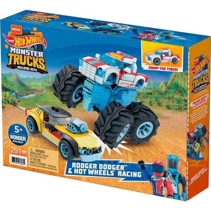 Konstruktor Hot Wheels Monster Truck Rodger Dodger Mattel, 251 detaili hind ja info | Klotsid ja konstruktorid | kaup24.ee