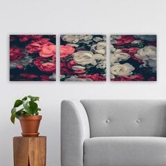 Kolmeosaline reproduktsioon Valged ja roosad lilled hind ja info | Seinapildid | kaup24.ee
