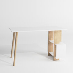Письменный стол Kalune Design Lagomood Side, белый/светло-коричневый цена и информация | Компьютерные, письменные столы | kaup24.ee