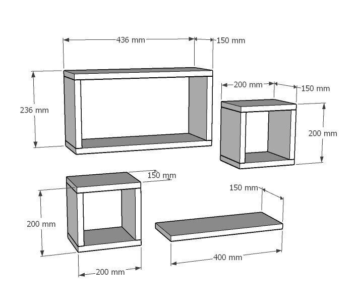 4-riiuli komplekt Kalune Design Babi, valge hind ja info | Riiulid | kaup24.ee