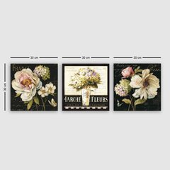 Kolmeosaline reproduktsioon Pariisi lilleturg цена и информация | Картины, живопись | kaup24.ee