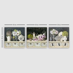 Kolmeosaline reproduktsioon Tee ja lilled hind ja info | Seinapildid | kaup24.ee