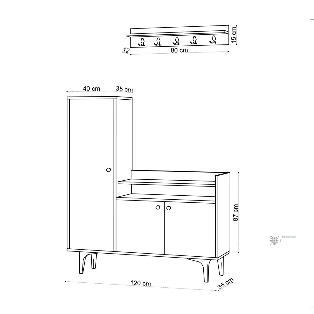 Esikukomplekt Kalune Design Barney, pruun цена и информация | Esikukomplektid | kaup24.ee