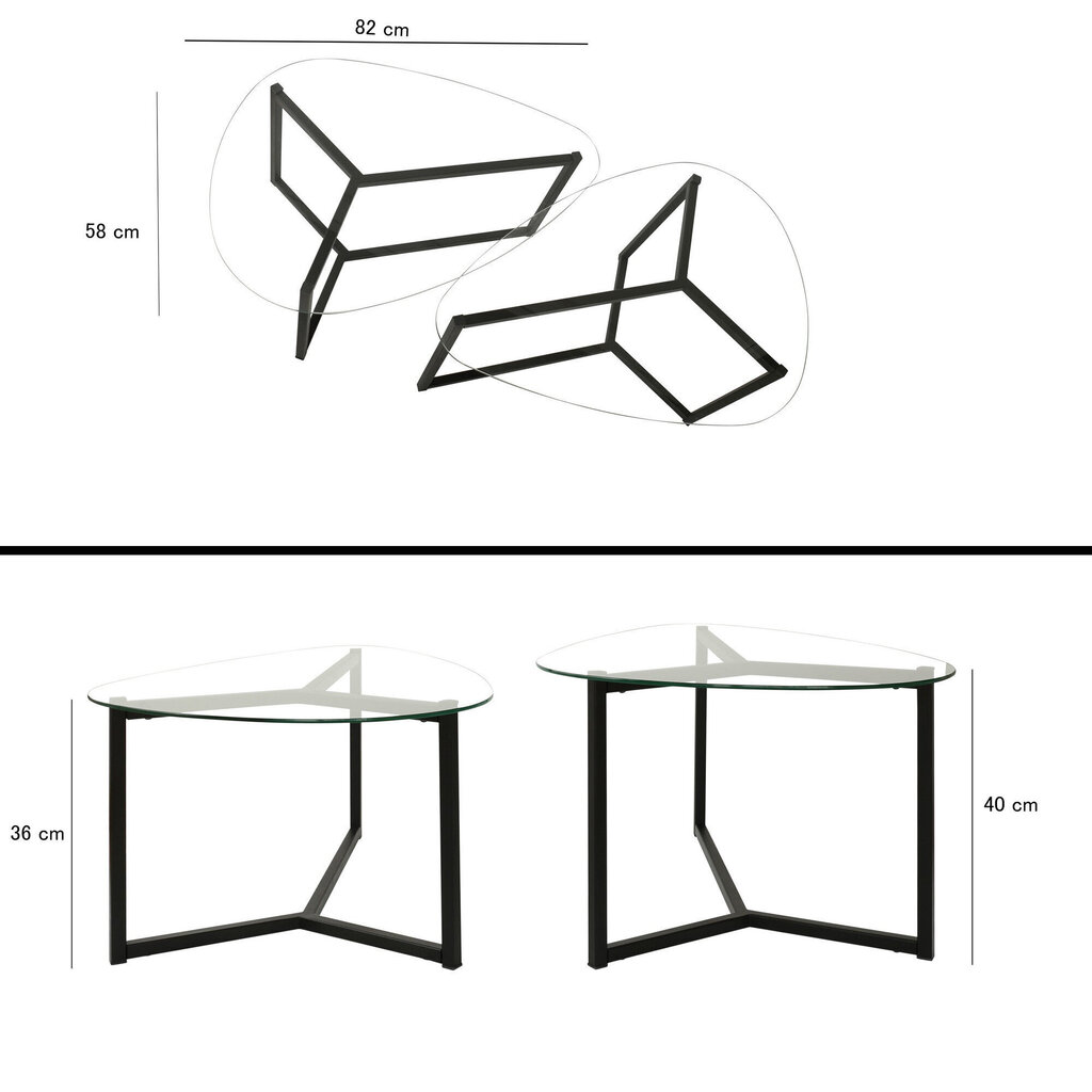 2-laua komplekt Kalune Design Bellisimo, must цена и информация | Diivanilauad | kaup24.ee
