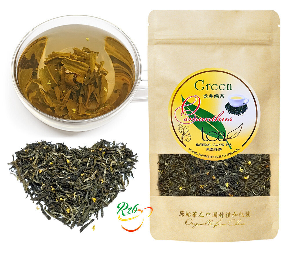 Roheline tee koos pungadega ja Osmanthuse õitega, Osmanthus Green tea with tips, 100 g цена и информация | Tee | kaup24.ee