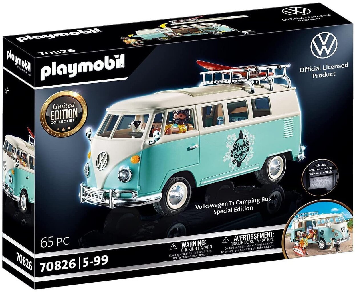 70826 PLAYMOBIL matkabuss Volkswagen T1 - eriväljaanne цена и информация | Klotsid ja konstruktorid | kaup24.ee