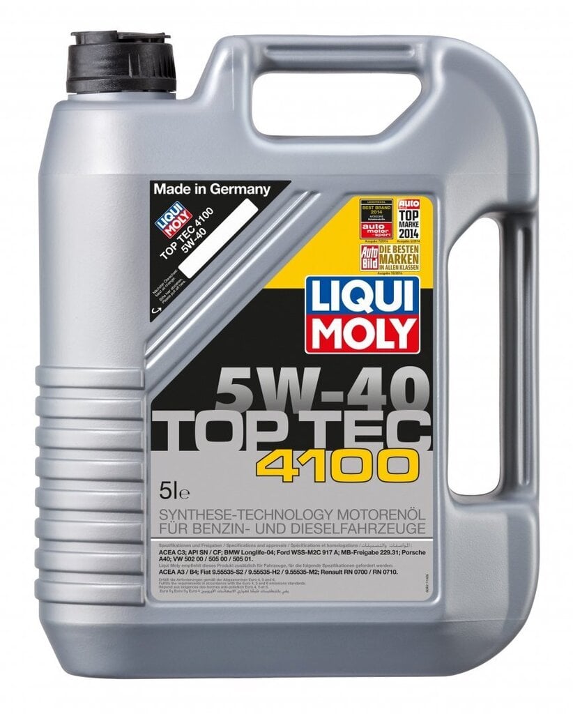 Sünteetiline mootoriõli Liqui-Moly Top Tec 4100 5W-40, 5L цена и информация | Mootoriõlid | kaup24.ee