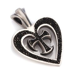 Подвеска-крест и сердце Bico "Augusta" с кристаллами (PV4 Black) цена и информация | Украшения на шею | kaup24.ee
