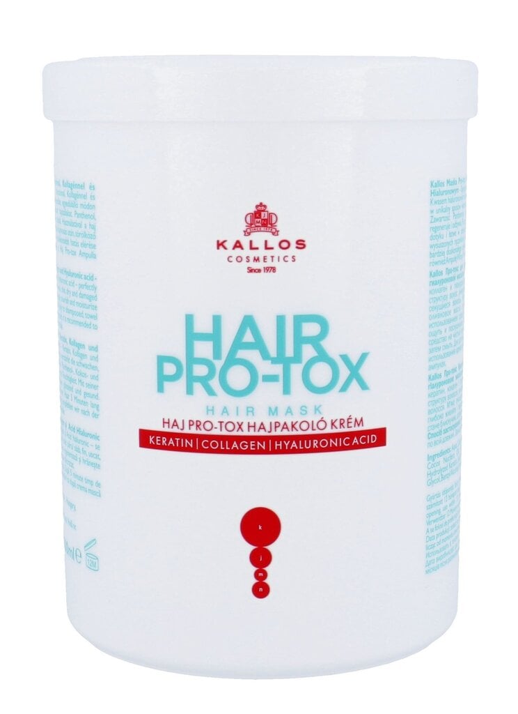 Juuksemask kuivadele juustele Kallos Hair Pro-tox 1000 ml hind ja info | Maskid, õlid, seerumid | kaup24.ee