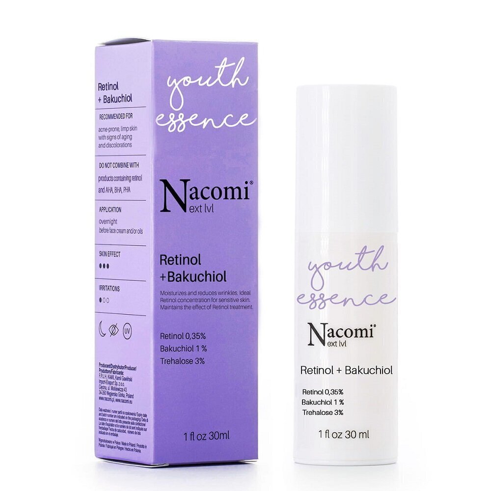 Seerum küpsele nahale Nacomi Next Level Retinol + Bakuchiol 30 ml цена и информация | Näoõlid, seerumid | kaup24.ee