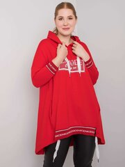 Naiste punane pluss suurusega dressipluus taskuga hind ja info | Naiste pusad | kaup24.ee