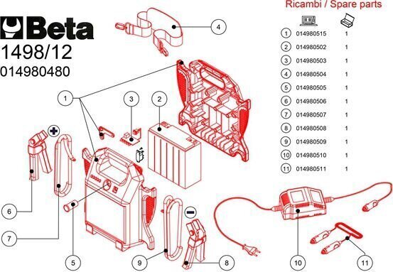 Beta 014980480 1498/12-Start booster 12V