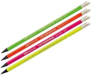 Pliiats kustutuskummiga Bic Evolution Fluo HB, 12 tk, korpus erinevat värvi hind ja info | Kirjutusvahendid | kaup24.ee