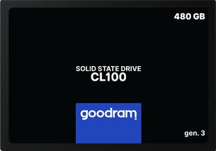 SSD Goodram CL100 Gen. 3 480GB SATA lll 2,5 hind ja info | Sisemised kõvakettad (HDD, SSD, Hybrid) | kaup24.ee