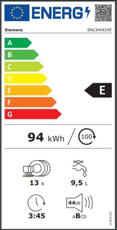 Siemens SN23HI42VE, nõudepesumasin, 13 kmpl., 60 cm, roostevaba hind ja info | Nõudepesumasinad | kaup24.ee