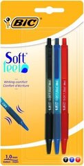 Шариковые ручки BIC SOFT FEEL 0,32 мм, 3 шт. 133990, 3 цвета цена и информация | Письменные принадлежности | kaup24.ee