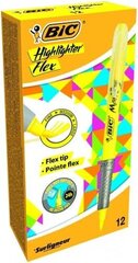 BIC Highlighter FLEX, 1-4 мм, желтый, 12 шт (448919) цена и информация | Письменные принадлежности | kaup24.ee