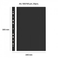 Perforated A4 Report File AD Class 100/150 black 25pcs./pack цена и информация | Канцелярские товары | kaup24.ee