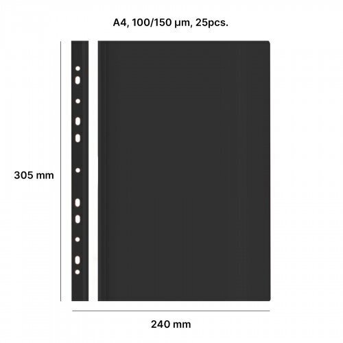 Perforated A4 Report File AD Class 100/150 black 25pcs./pack hind ja info | Kirjatarbed | kaup24.ee