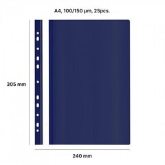 Perforated A4 Report File AD Class 100/150 dark blue 25pcs./pack hind ja info | Kirjatarbed | kaup24.ee