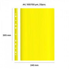 Perforated A4 Report File AD Class 100/150 yellow 25pcs./pack цена и информация | Канцелярские товары | kaup24.ee