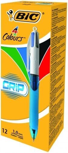 Pastapliiatsid BIC 4 COLORS GRIP, 12 tk, 214743 цена и информация | Kirjutusvahendid | kaup24.ee