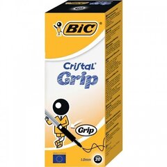 Pastapliiats BIC Cristal GRIP MED, 0,32 mm, must, 20 tk (233973) hind ja info | Kirjutusvahendid | kaup24.ee