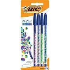 Ball pen CRISTAL COLLECTION Blue 4pcs. blister hind ja info | Kirjutusvahendid | kaup24.ee