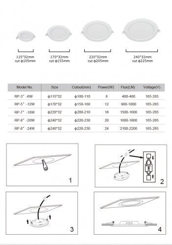 Lamp Build-in LED, 18W, 205 mm hind ja info | Rippvalgustid | kaup24.ee