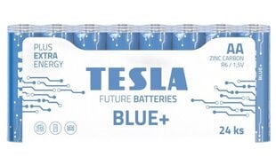 Battery Tesla AA Blue+ Zinc Carbon R06 900 mAh 24 psc hind ja info | Patareid | kaup24.ee