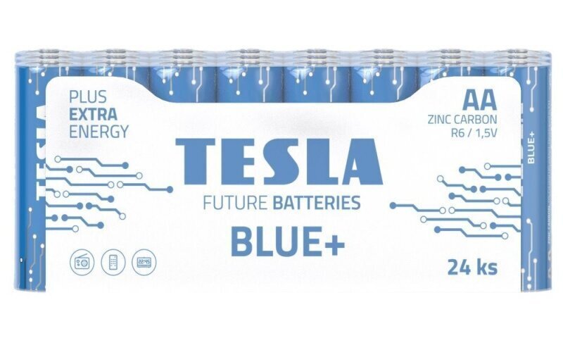 Battery Tesla AA Blue+ Zinc Carbon R06 900 mAh 24 psc цена и информация | Patareid | kaup24.ee