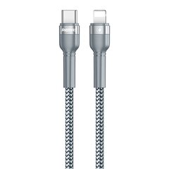 Kaabel Remax Jany Series Cable Nylon Braided, USB Typ C - Lightning, hõbedane, 1 m hind ja info | Mobiiltelefonide kaablid | kaup24.ee