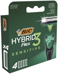 Бритвенные головки BIC HYBRID 3 FLEX SENSITIVE (4 шт) цена и информация | Средства для бритья | kaup24.ee