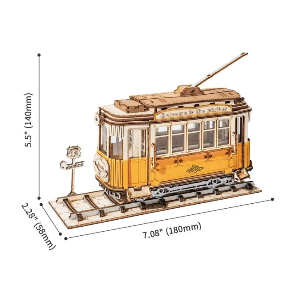 Robotime puitkonstruktor Retro Tramm цена и информация | Klotsid ja konstruktorid | kaup24.ee