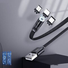 Магнитный USB-кабель REMAX Flag Series + комплект вилок Lightning / USB Type C / micro USB 2.1A, 1 м, черный (RC-169th) цена и информация | Кабели для телефонов | kaup24.ee