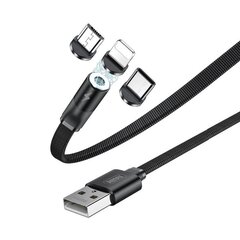 Магнитный USB-кабель REMAX Flag Series + комплект вилок Lightning / USB Type C / micro USB 2.1A, 1 м, черный (RC-169th) цена и информация | Кабели для телефонов | kaup24.ee