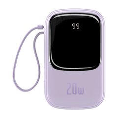 Блок питания Baseus Qpow с цифровым дисплеем 20000 мАч, 20 Вт, USB / USB Type C / Lightning, кабель Quick Charge SCP AFC FCP, фиолетовый (PPQD-H05) цена и информация | Зарядные устройства Power bank | kaup24.ee