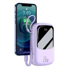 Baseus Qpow Digital Display Power bank 20000mAh 20W USB / USB Type C / Lightning cable Quick Charge SCP AFC FCP violet (PPQD-H05) hind ja info | Akupangad | kaup24.ee