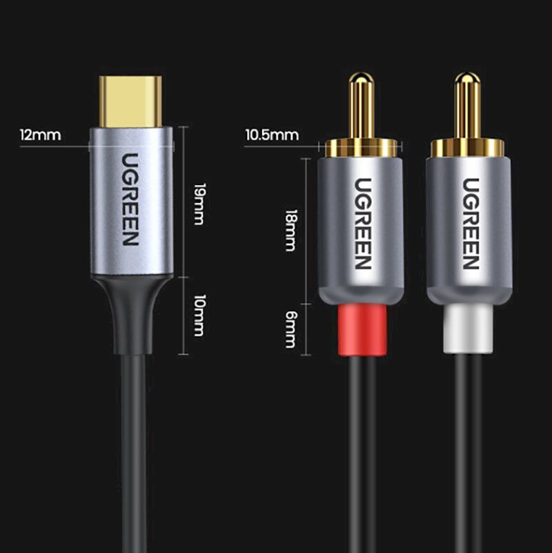 Ugreen USB Type C (male) - 2RCA (male) audio cable 1,5m gray (20193 CM451) цена и информация | Mobiiltelefonide kaablid | kaup24.ee